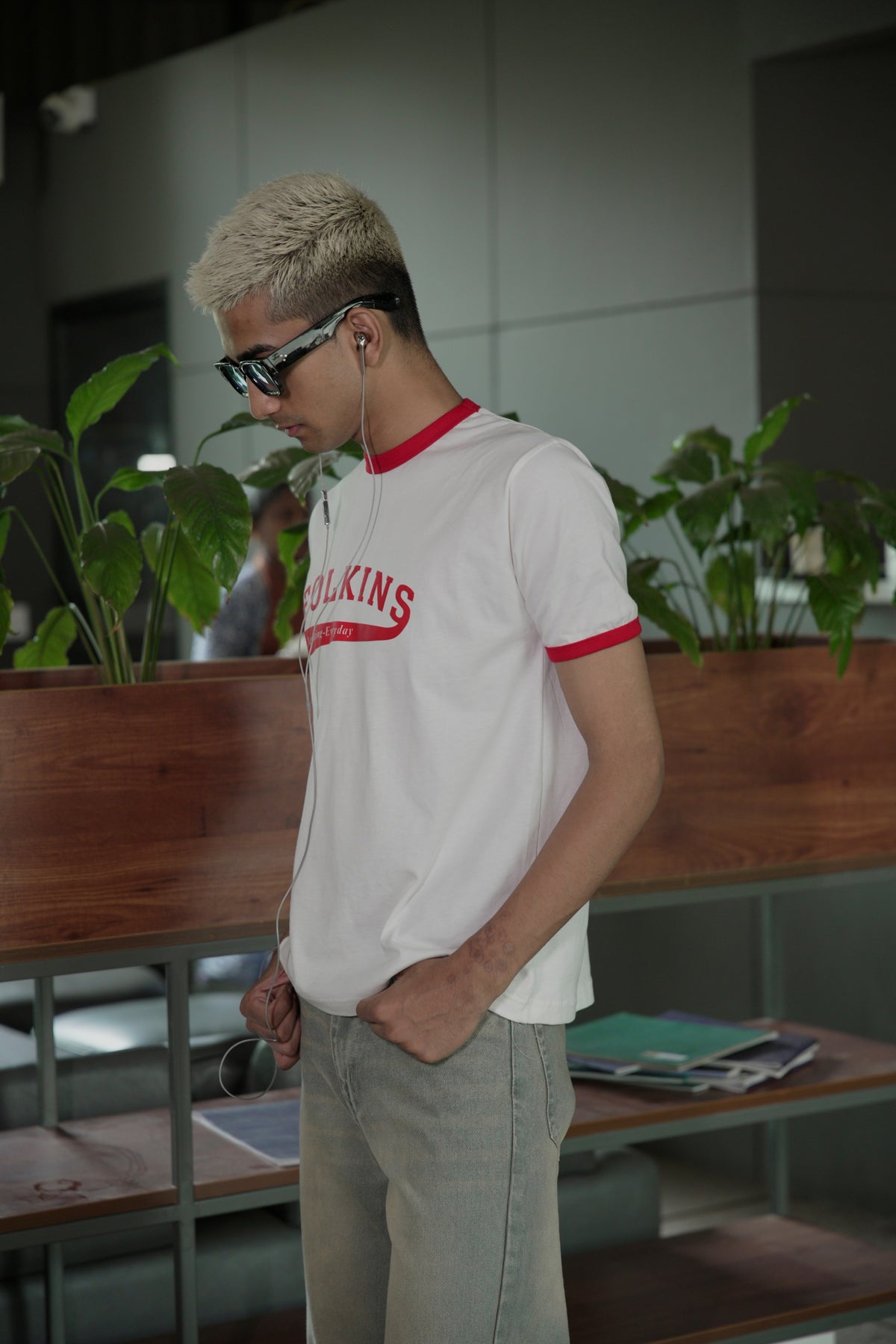 Ringer Tee - White - Red