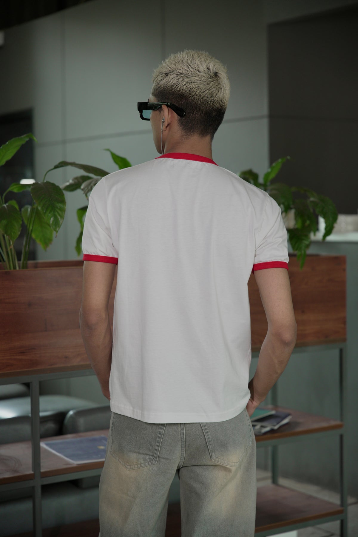 Ringer Tee - White - Red