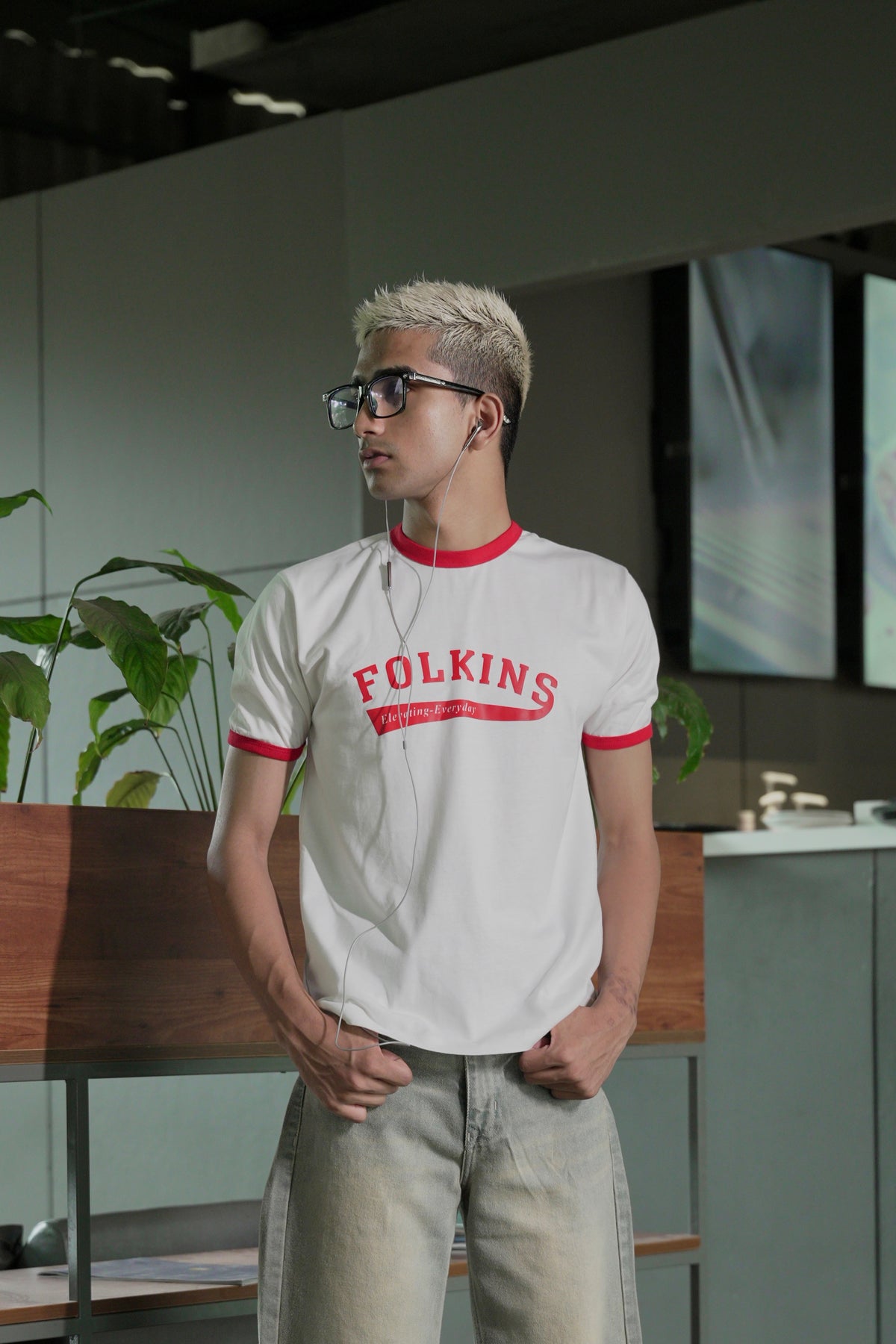 Ringer Tee - White - Red