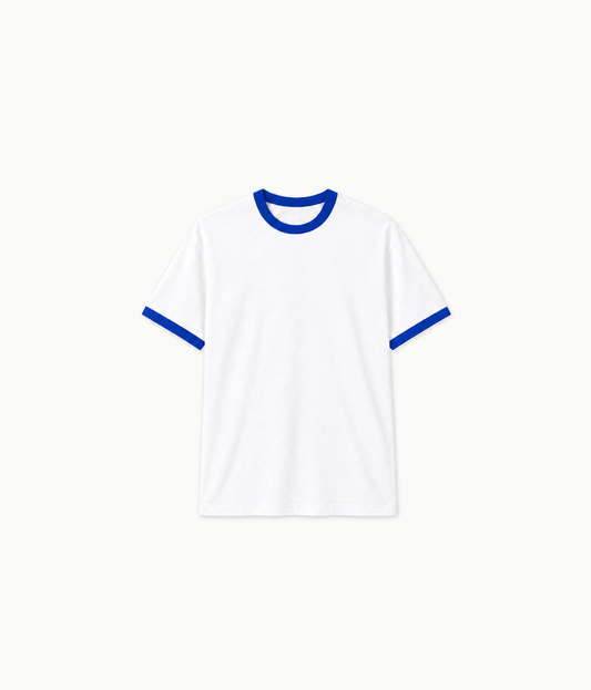 Ringer Tee - White Blue