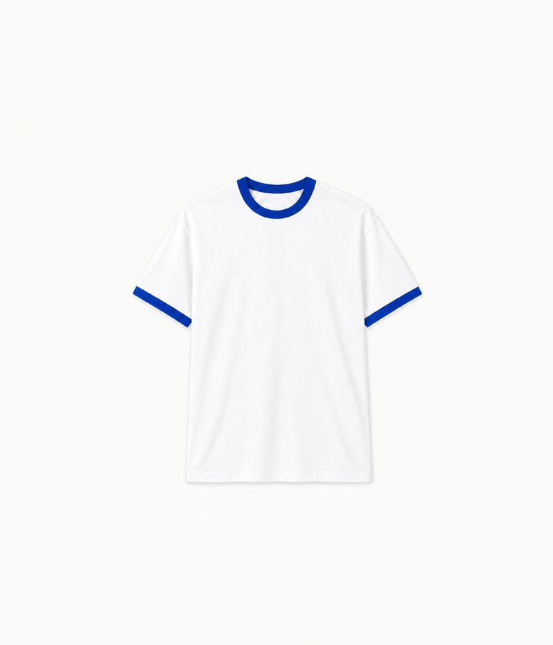 Ringer Tee - White Blue