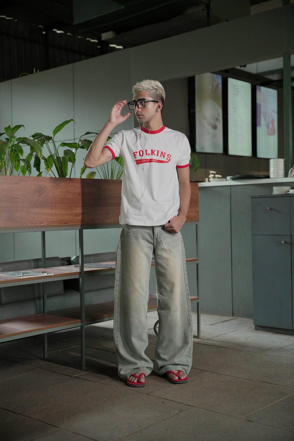 Ringer Tee - White - Red
