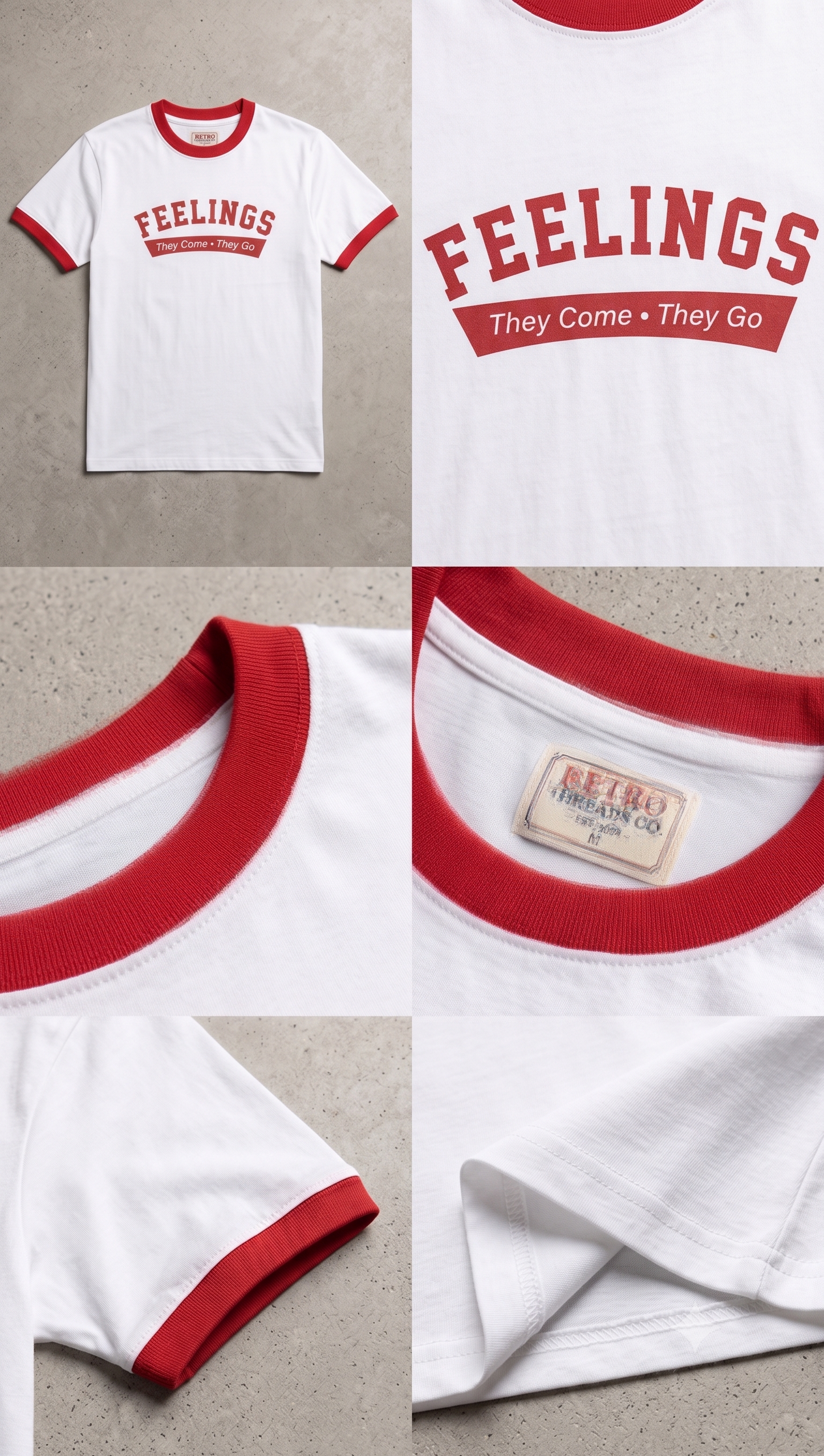 Ringer Tee - white , red